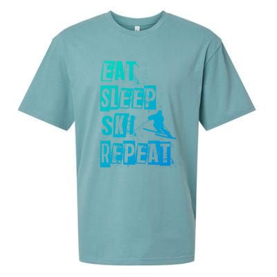 Eat Sleep Ski Repeat Gift Sueded Cloud Jersey T-Shirt