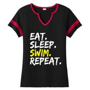 Eat Sleep Swim Repeat Water Sports Swim Outfit Ladies Halftime Notch Neck Tee