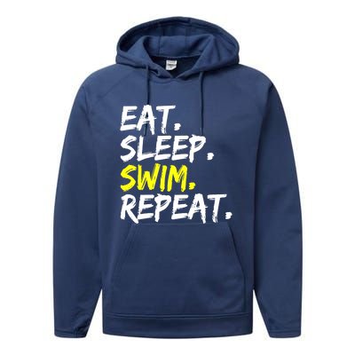 Eat Sleep Swim Repeat Water Sports Swim Outfit Performance Fleece Hoodie