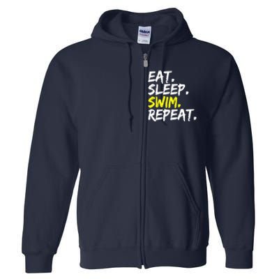 Eat Sleep Swim Repeat Water Sports Swim Outfit Full Zip Hoodie