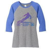 Eat Sleep Ski Skiing Skier Snow Winter Vacation Gift Women's Tri-Blend 3/4-Sleeve Raglan Shirt