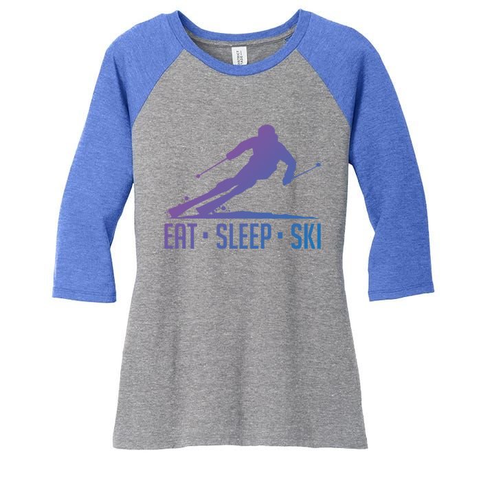 Eat Sleep Ski Skiing Skier Snow Winter Vacation Gift Women's Tri-Blend 3/4-Sleeve Raglan Shirt