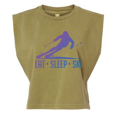 Eat Sleep Ski Skiing Skier Snow Winter Vacation Gift Garment-Dyed Women's Muscle Tee