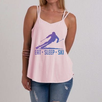 Eat Sleep Ski Skiing Skier Snow Winter Vacation Gift Women's Strappy Tank