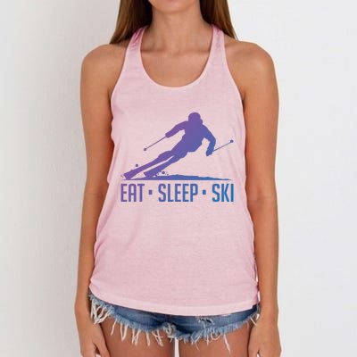 Eat Sleep Ski Skiing Skier Snow Winter Vacation Gift Women's Knotted Racerback Tank