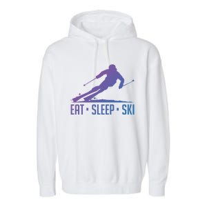 Eat Sleep Ski Skiing Skier Snow Winter Vacation Gift Garment-Dyed Fleece Hoodie