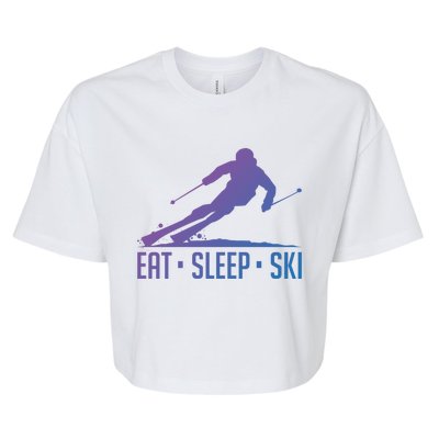 Eat Sleep Ski Skiing Skier Snow Winter Vacation Gift Bella+Canvas Jersey Crop Tee