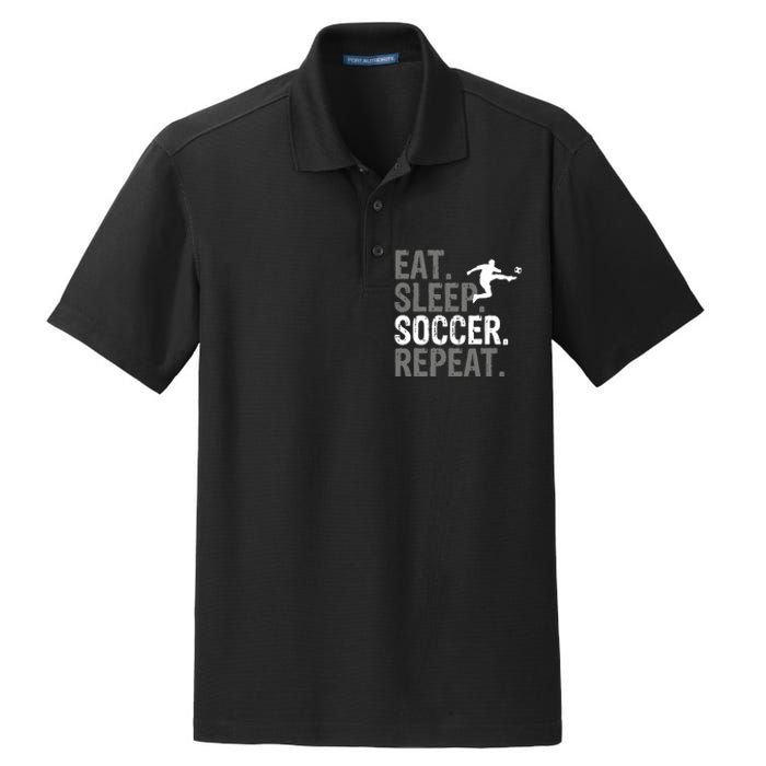 Eat Sleep Soccer Repeat Soccer Graphic Dry Zone Grid Polo