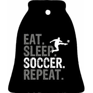 Eat Sleep Soccer Repeat Soccer Graphic Ceramic Bell Ornament