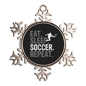 Eat Sleep Soccer Repeat Soccer Graphic Metallic Star Ornament