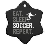 Eat Sleep Soccer Repeat Soccer Graphic Ceramic Star Ornament