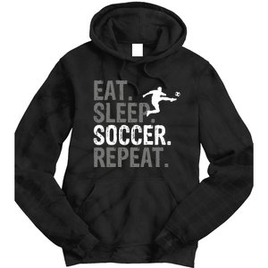 Eat Sleep Soccer Repeat Soccer Graphic Tie Dye Hoodie