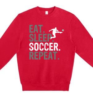 Eat Sleep Soccer Repeat Soccer Graphic Premium Crewneck Sweatshirt