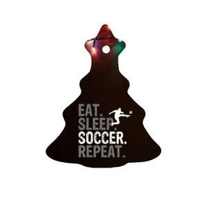 Eat Sleep Soccer Repeat Soccer Graphic Ceramic Tree Ornament