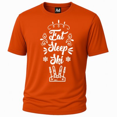 Eat Sleep Ski Skier Gift Cooling Performance Crew T-Shirt