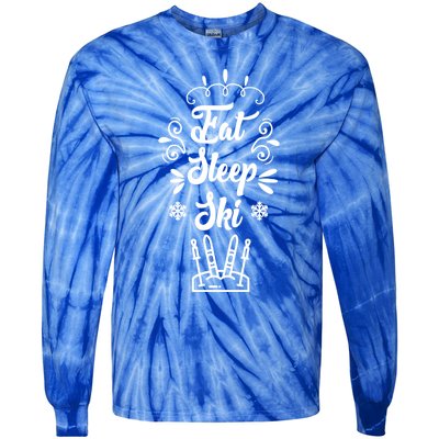 Eat Sleep Ski Skier Gift Tie-Dye Long Sleeve Shirt