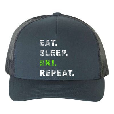 Eat Sleep Ski Repeat Humor Distressed Casual Funny Gift Yupoong Adult 5-Panel Trucker Hat