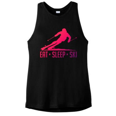 Eat Sleep Ski Skiing Skier Snow Winter Vacation Gift Ladies PosiCharge Tri-Blend Wicking Tank