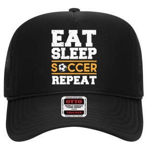 Eat Sleep Soccer Repeat Cool Soccer Player Gift High Crown Mesh Back Trucker Hat