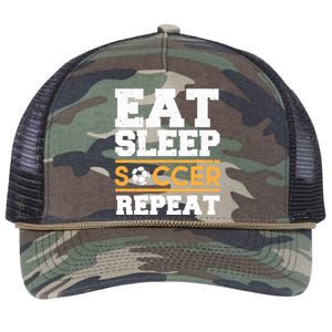 Eat Sleep Soccer Repeat Cool Soccer Player Gift Retro Rope Trucker Hat Cap