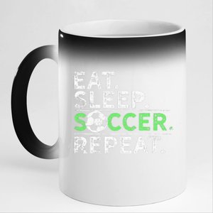 Eat Sleep Soccer Repeat For Soccer Player Coach Gift 11oz Black Color Changing Mug