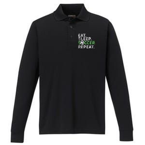 Eat Sleep Soccer Repeat For Soccer Player Coach Gift Performance Long Sleeve Polo