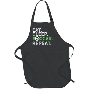 Eat Sleep Soccer Repeat For Soccer Player Coach Gift Full-Length Apron With Pockets