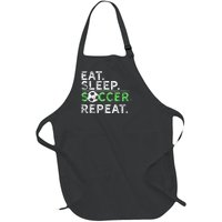 Eat Sleep Soccer Repeat For Soccer Player Coach Gift Full-Length Apron With Pockets