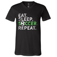 Eat Sleep Soccer Repeat For Soccer Player Coach Gift V-Neck T-Shirt