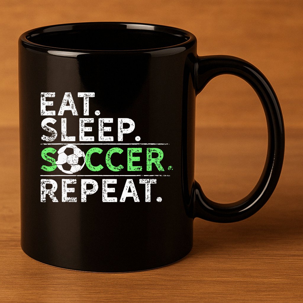 Eat Sleep Soccer Repeat For Soccer Player Coach Gift 11oz C Handle Ceramic Mug