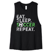 Eat Sleep Soccer Repeat For Soccer Player Coach Gift Women's Racerback Cropped Tank