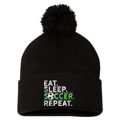 Eat Sleep Soccer Repeat For Soccer Player Coach Gift Pom Pom 12in Knit Beanie