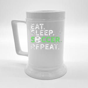 Eat Sleep Soccer Repeat For Soccer Player Coach Gift Beer Stein