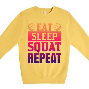 Eat Sleep Squat Repeat Gym Workout Cute Gift Premium Crewneck Sweatshirt