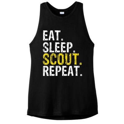 Eat Sleep Scout Repeat Gift Camping Backpacking Ladies PosiCharge Tri-Blend Wicking Tank