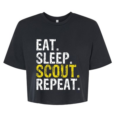 Eat Sleep Scout Repeat Gift Camping Backpacking Bella+Canvas Jersey Crop Tee