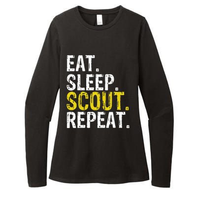 Eat Sleep Scout Repeat Gift Camping Backpacking Womens CVC Long Sleeve Shirt