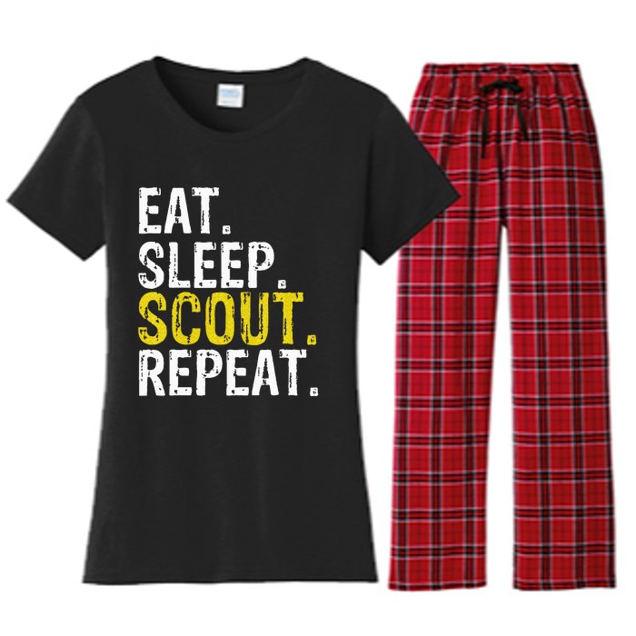 Eat Sleep Scout Repeat Gift Camping Backpacking Women's Flannel Pajama Set