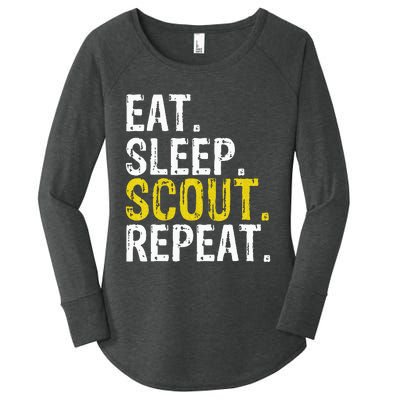 Eat Sleep Scout Repeat Gift Camping Backpacking Women's Perfect Tri Tunic Long Sleeve Shirt