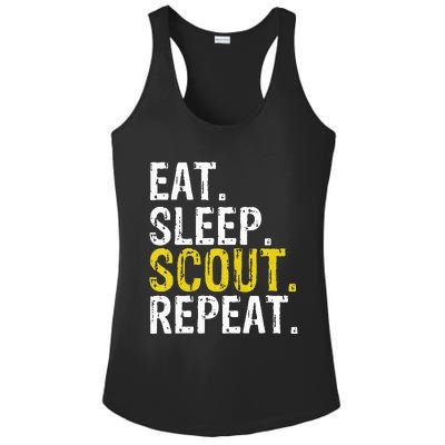 Eat Sleep Scout Repeat Gift Camping Backpacking Ladies PosiCharge Competitor Racerback Tank