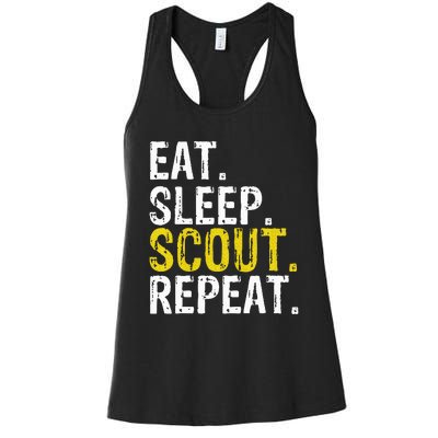 Eat Sleep Scout Repeat Gift Camping Backpacking Women's Racerback Tank