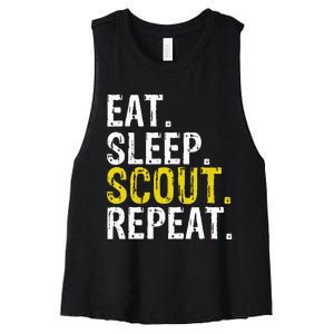 Eat Sleep Scout Repeat Gift Camping Backpacking Women's Racerback Cropped Tank