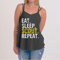 Eat Sleep Scout Repeat Gift Camping Backpacking Women's Strappy Tank