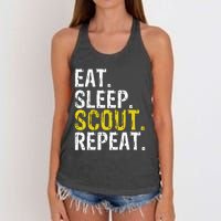 Eat Sleep Scout Repeat Gift Camping Backpacking Women's Knotted Racerback Tank