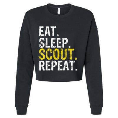 Eat Sleep Scout Repeat Gift Camping Backpacking Cropped Pullover Crew