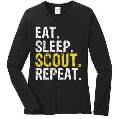 Eat Sleep Scout Repeat Gift Camping Backpacking Ladies Long Sleeve Shirt