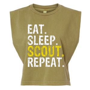 Eat Sleep Scout Repeat Gift Camping Backpacking Garment-Dyed Women's Muscle Tee