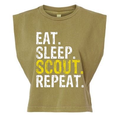 Eat Sleep Scout Repeat Gift Camping Backpacking Garment-Dyed Women's Muscle Tee