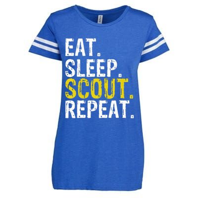 Eat Sleep Scout Repeat Gift Camping Backpacking Enza Ladies Jersey Football T-Shirt