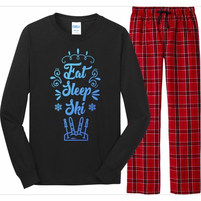 Eat Sleep Ski Skier Gift Long Sleeve Pajama Set